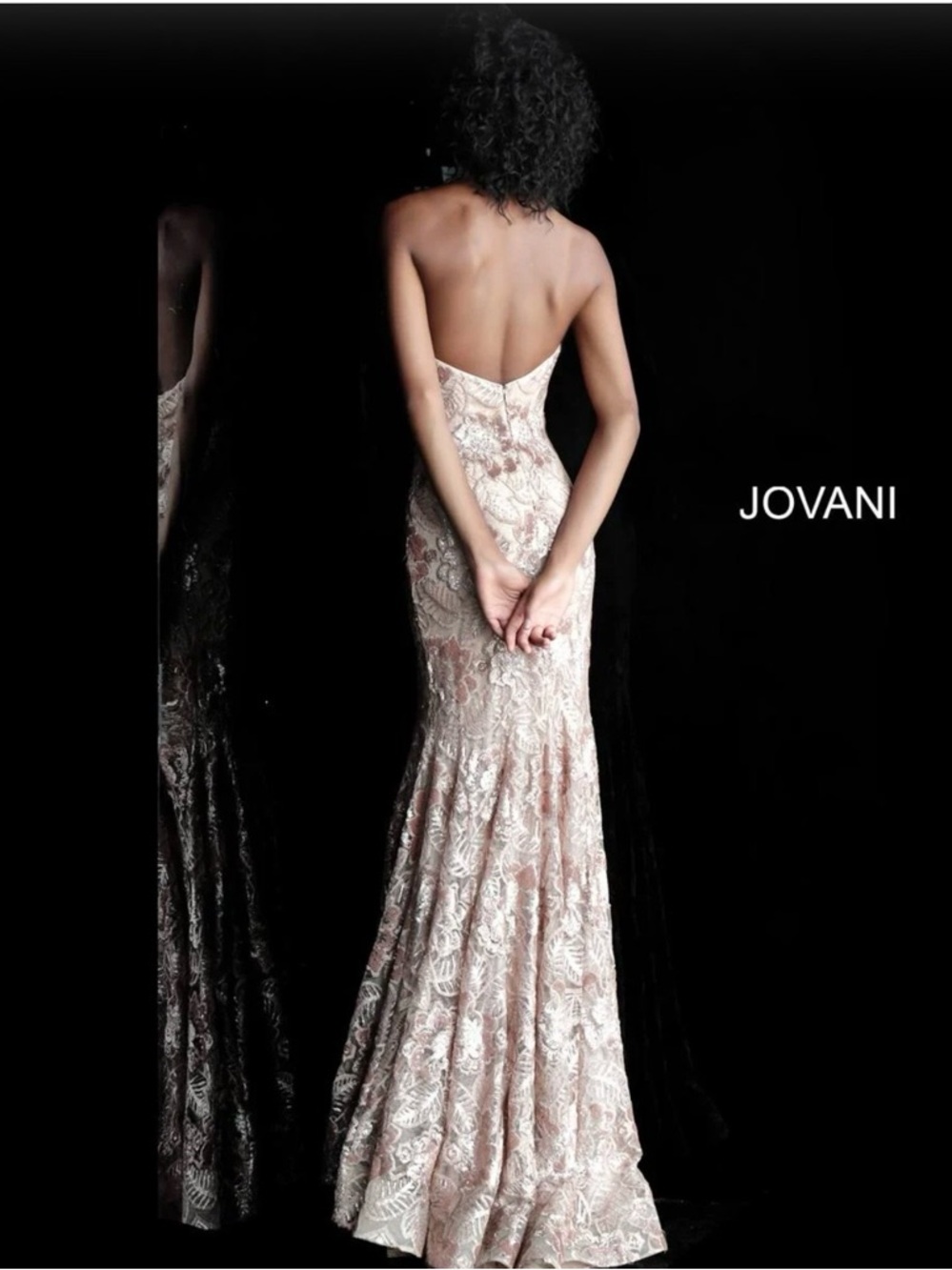 Jovani 67331 Champagne Lace Mermaid Gown – Size 14 - Picture 2 of 6